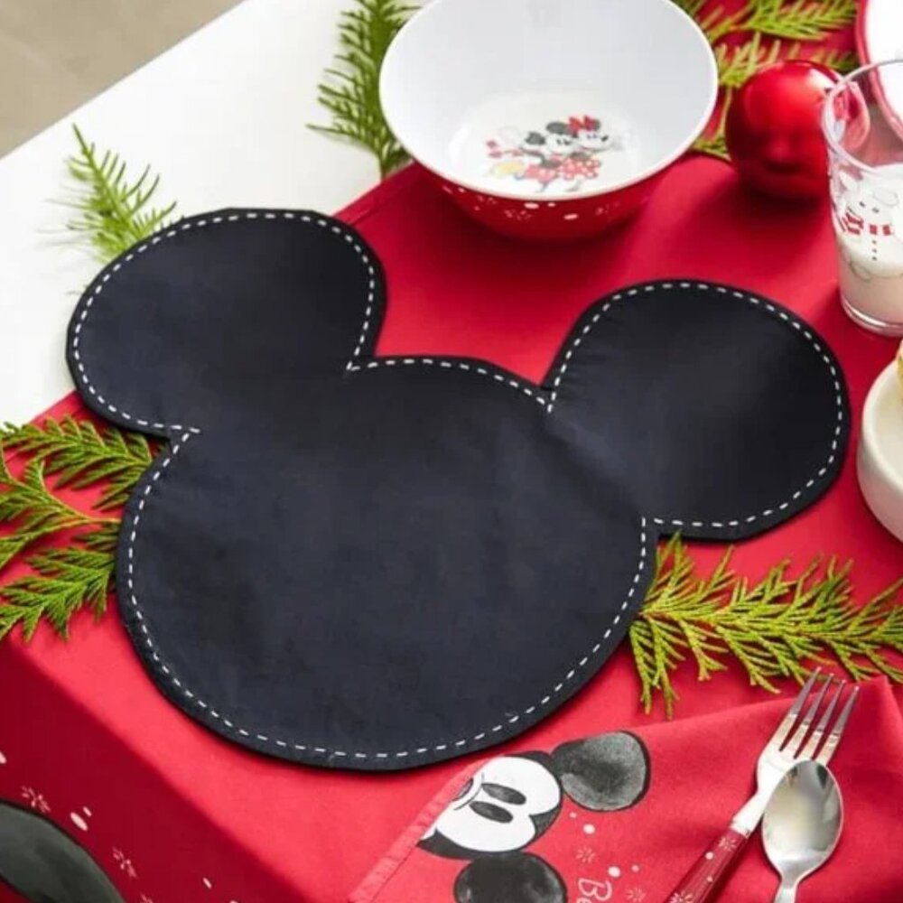 NEW! Pottery Barn Kids Disney Mickey Mouse Ears Placemat COTTON WITH STITCHING